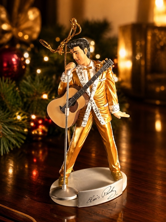 Kurt Adler Other - Kurt Adler Elvis Presley Gold Suit Guitar Microphone Christmas Ornament 3.5"